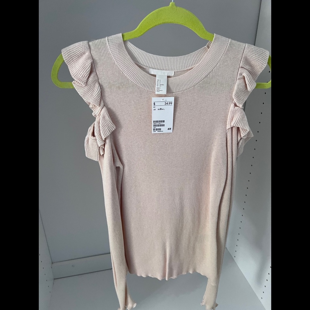 Cold Shoulder Ruffle Sleeve Sweater